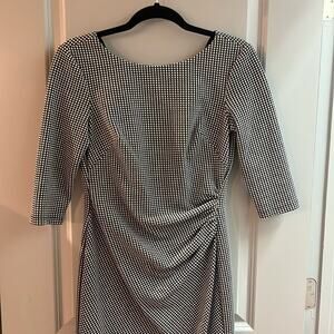 Lauren Ralph Lauren black and white checkered 3/4 sleeve dress